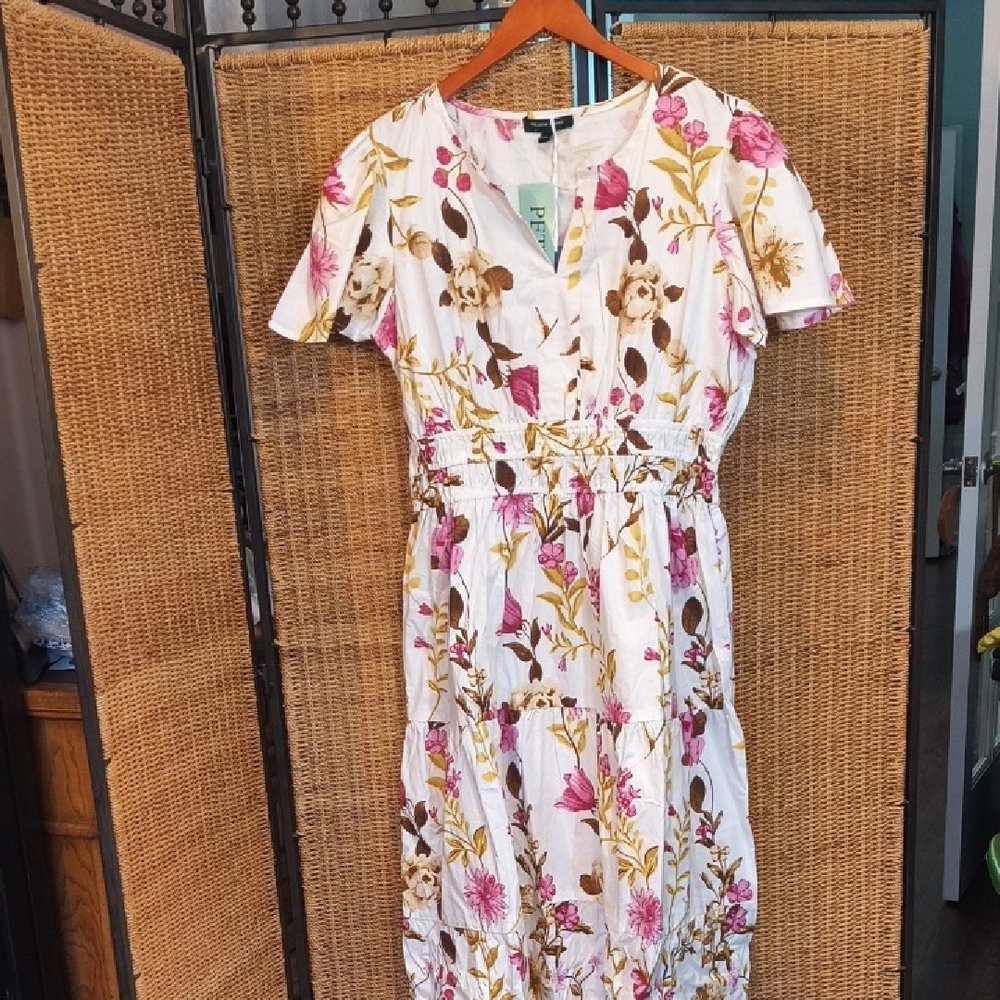 Floral White and Pink Dress PXL